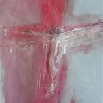 Crucifix rood 1 - Acryl op papier - 38 x 46