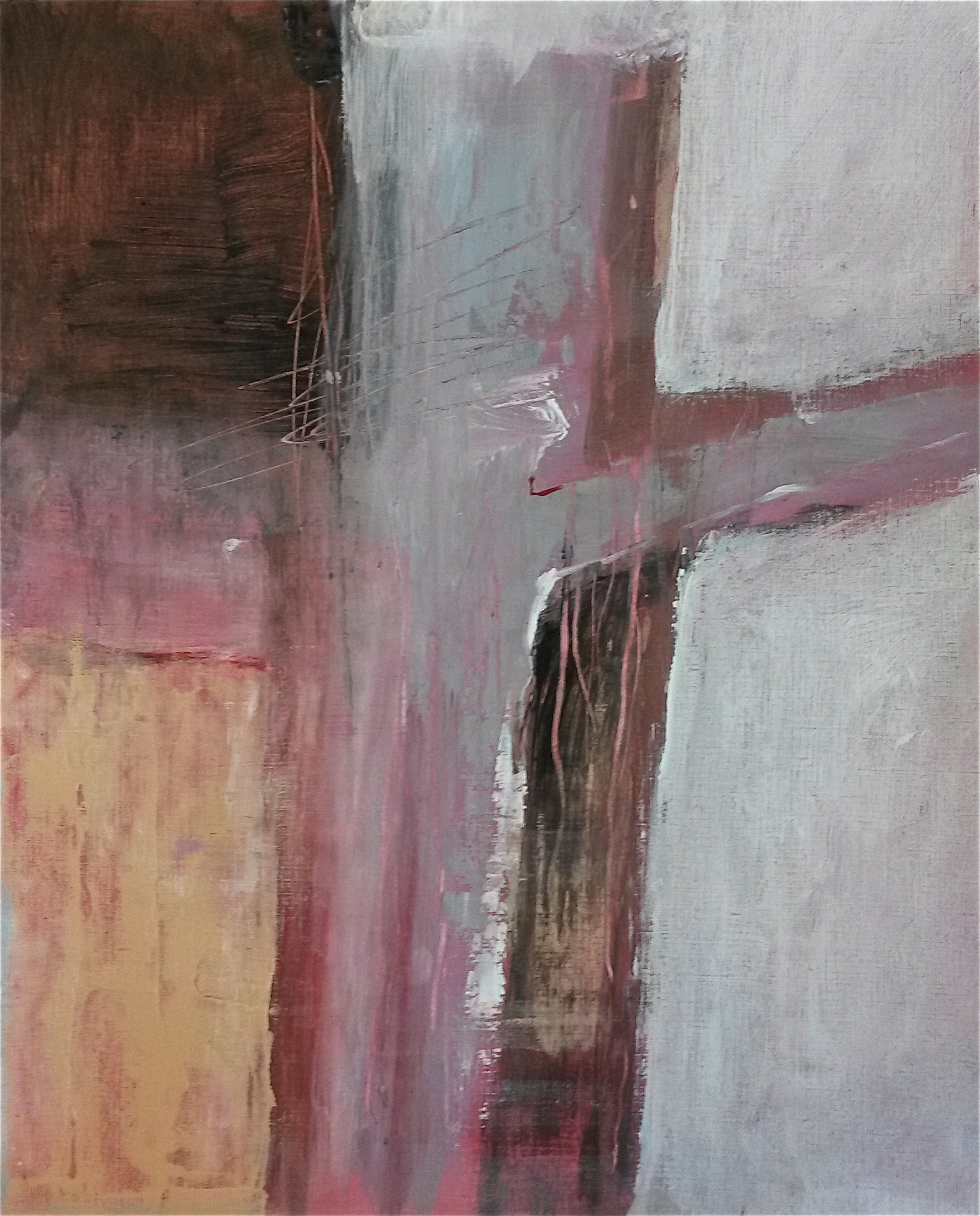 Crucifix rood 2 - Acryl op papier - 36 x 48