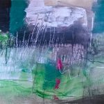 Tuin abstracte studie 1 - Acryl, houtskool en pastel op papier - 21 x 29,7