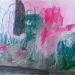 Tuin abstracte studie 3 - Acryl, houtskool en pastel op papier - 21 x 29,7