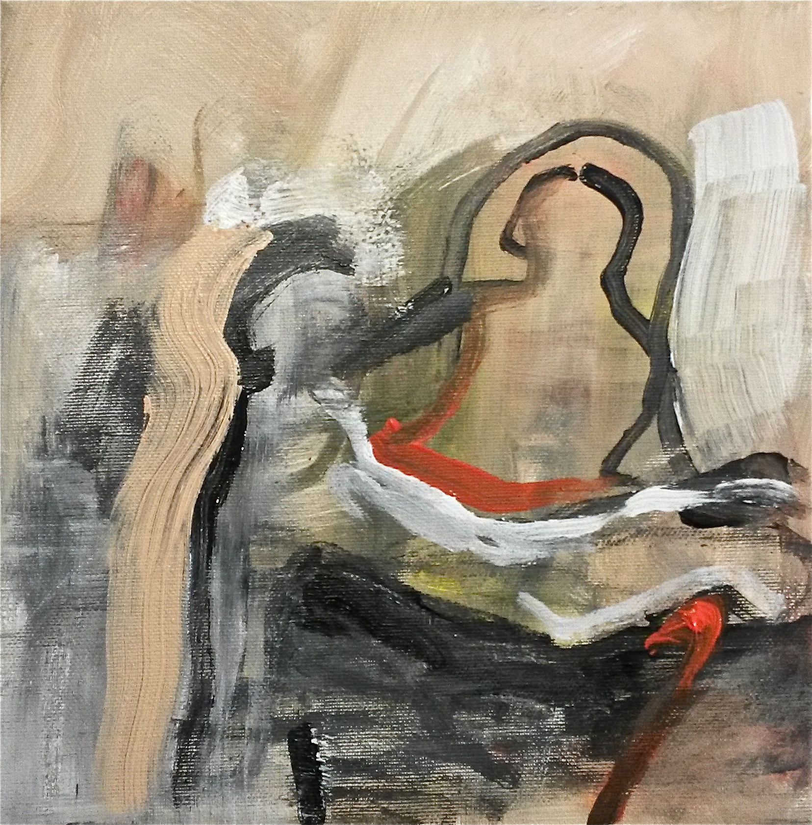 Pieta Beige - Acryl op doek - 20 x 20