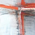 Crucifix Oranje - Acryl en Houtskool op doek - 30 x 40 - VERKOCHT